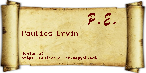 Paulics Ervin névjegykártya
